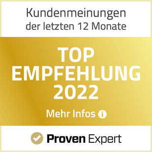 Siegel Proven Expert Top-Empfehlung 2022 Siegel Proven Expert Top-Empfehlung 2022